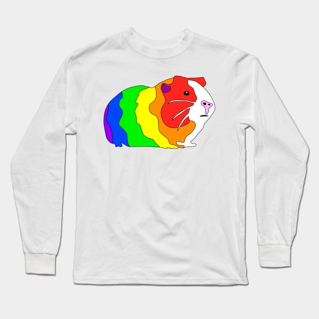 Rainbow Guinea Pig Long Sleeve T-Shirt by DestructoKitty